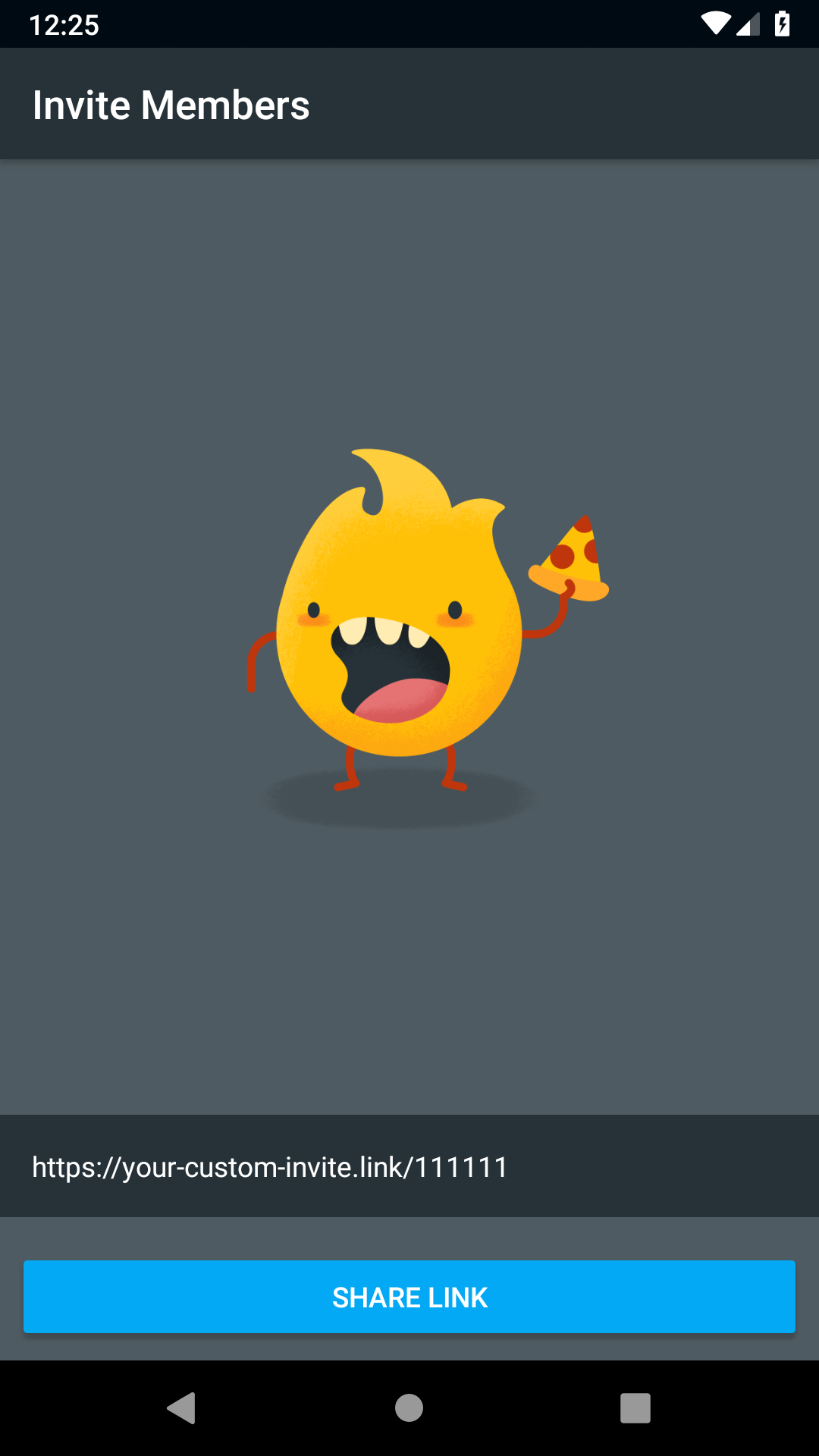Single-button link invitation UI chat app screenshot