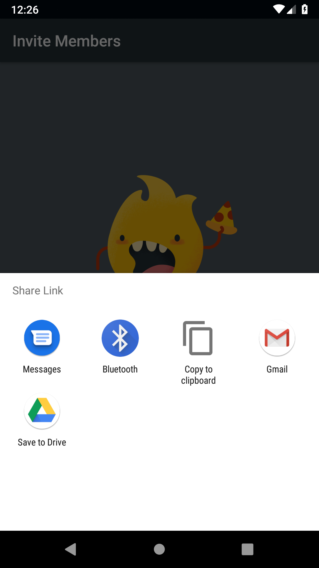 Share options presented via system share sheet chat app screenshot with share sheet