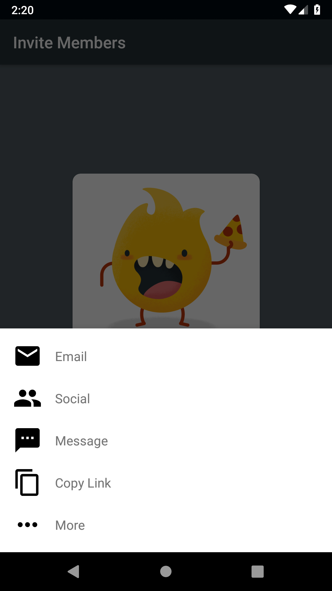 Invites UI with multiple options rewarded referral screenshot