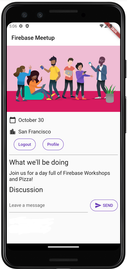 A tela inicial do app no Android com integração de chat