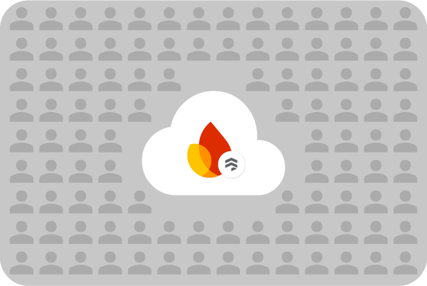 Ilustrasi anggota audience dan logo firebase firestore